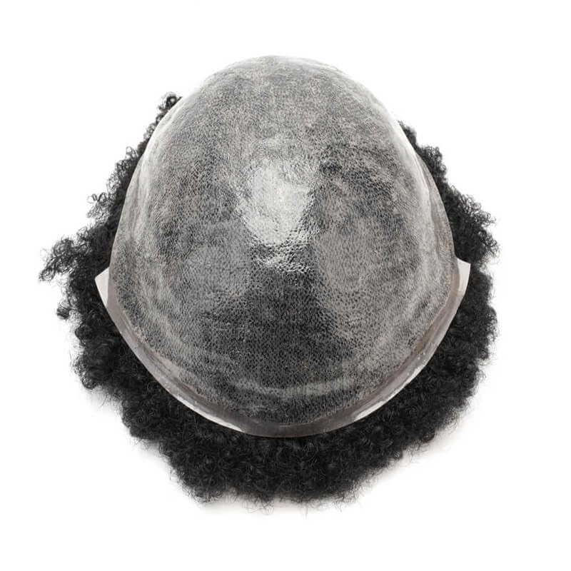 Tropper Tupecik afro kręcony z podwójnie tkaną trwałą podstawą dla mężczyzn