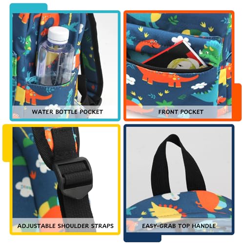Image of Zicac Toddler Backpack for Boys Girls 12 inch Mini Kids Backpack for School & Travel, Preschool Kindergarten Cartoon Daypack (Dark Blue)