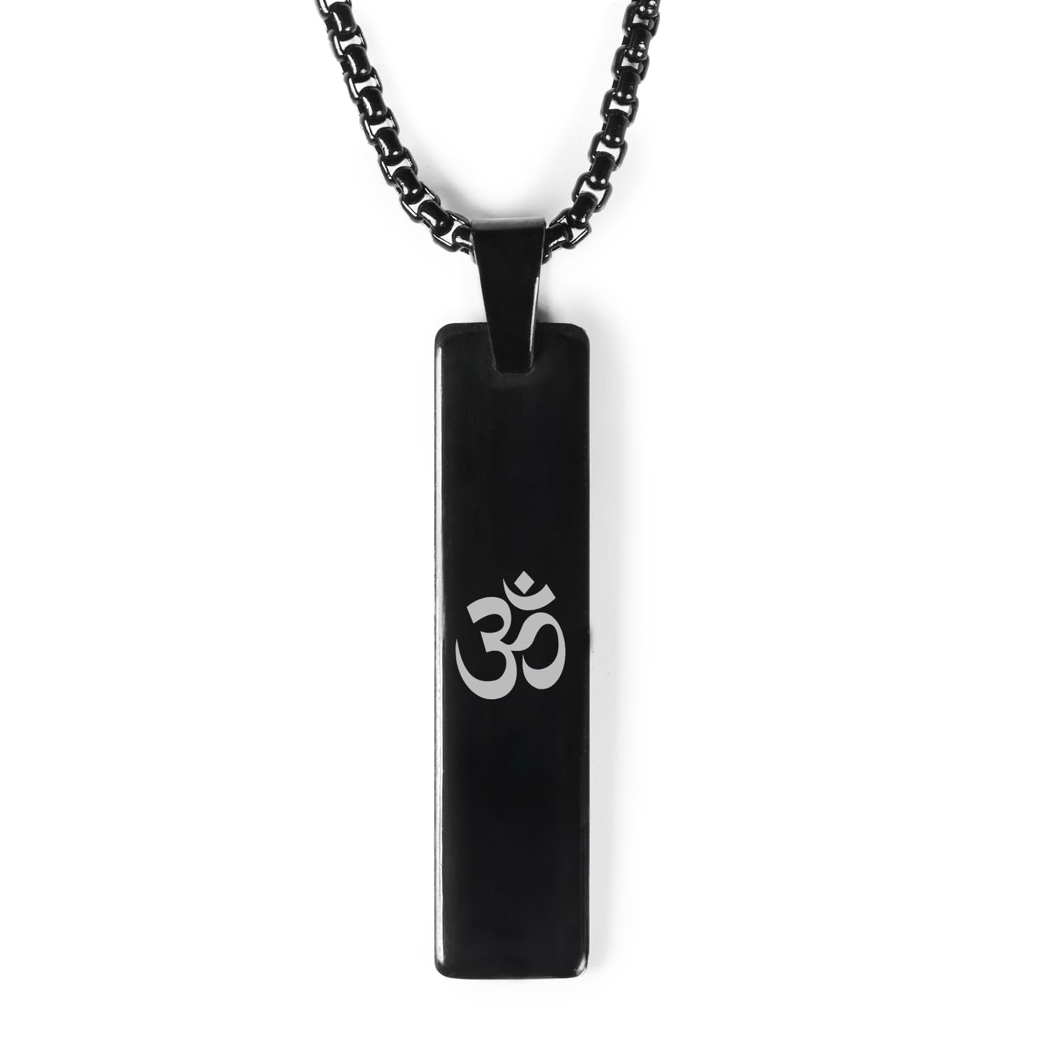 Mesmerize Spiritual Mini Tag Stainless Steel Necklaces for Men | Locket and Pendant Necklace for Men and Guys | Necklace with Chain in Black and Silver (Om Black) (B0CYBS2J6T) Amazon Price History, Amazon Price Tracker