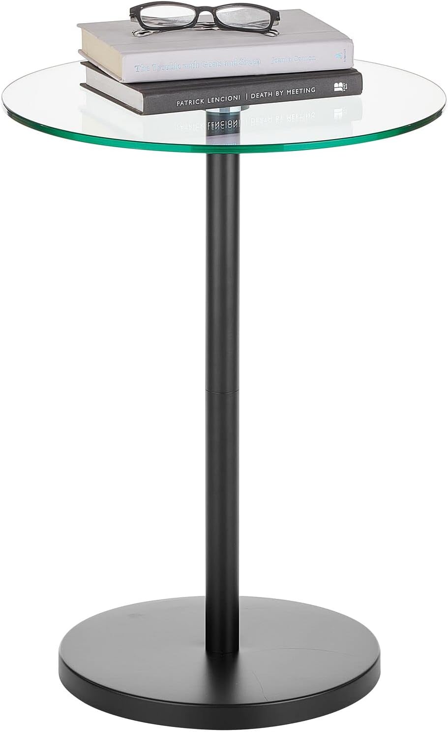 Clear Glass Top Round Metal Accent Side Table