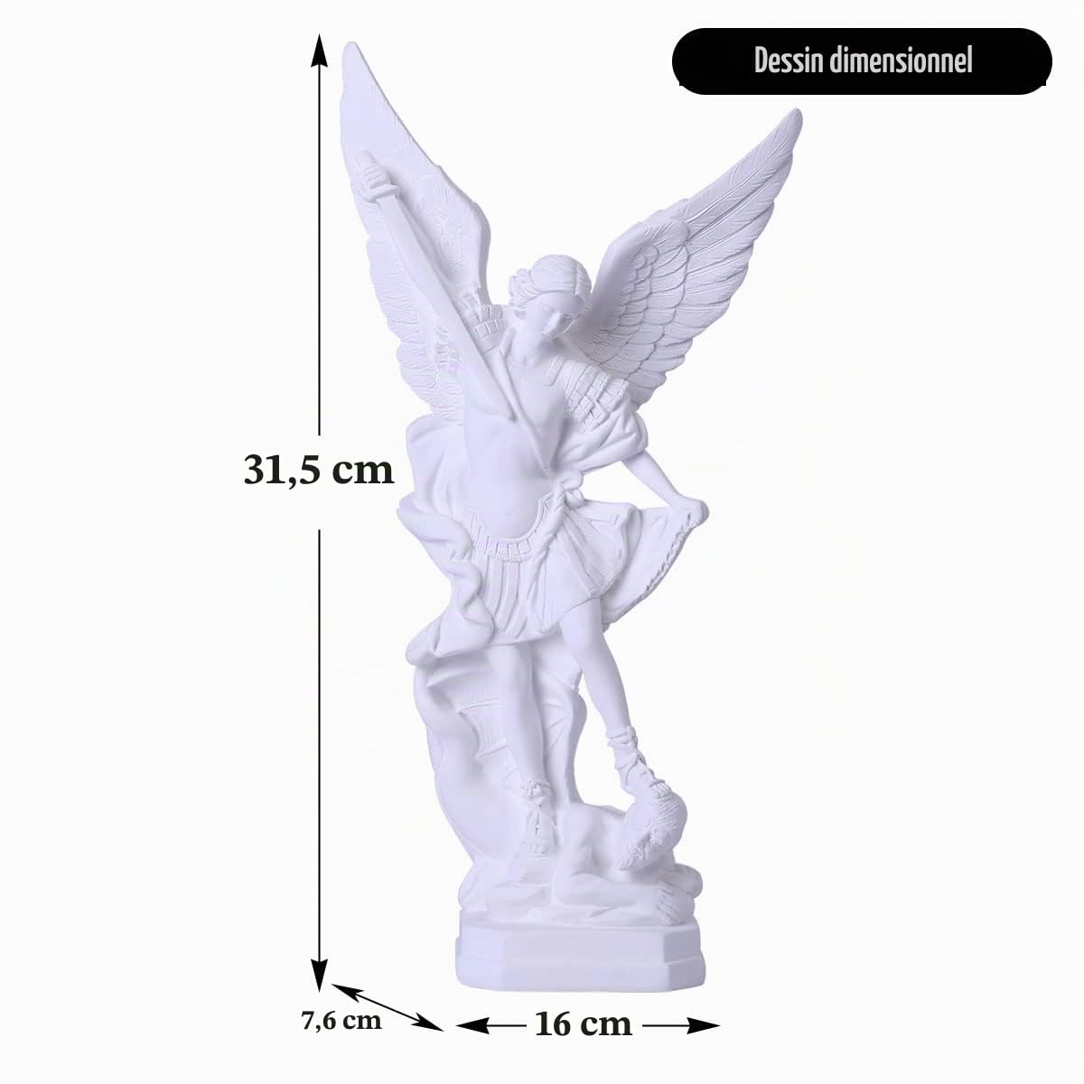 Statue Blanche de l'archange San Miguel de 12,4 Pouces, Statue de Saint Michel en résine, Religion, Figurines de Collection Saint Michel Archange victorieusement sur Satan