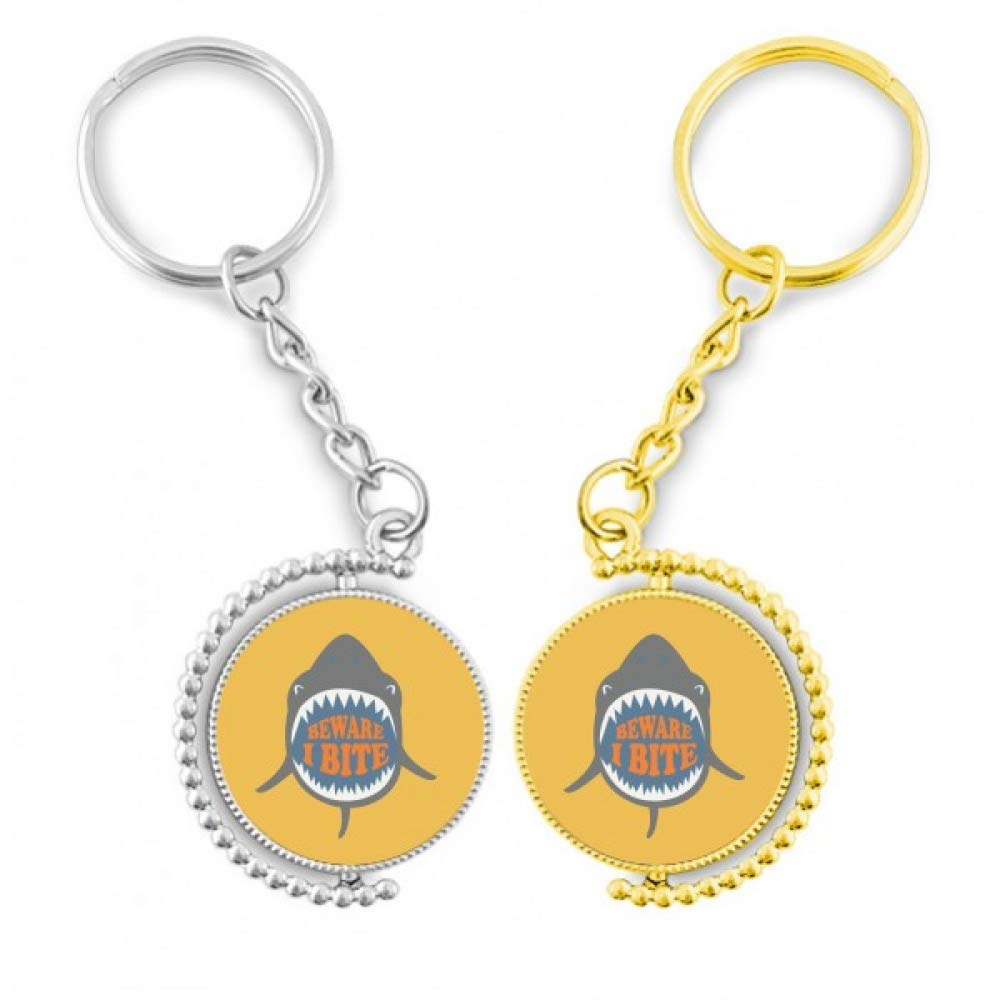 DIYthinkerAttention, I Bite Shark Illustrator Golden Metal Ring Key Ring