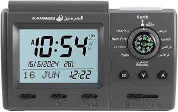 Anlising Islamic Azan Alarm Table Clock, Islamic Digital Clock, Digital Muslim Prayer Alarm,Muslim Azan Alarm Table Clock, Ramadan Gift Prayer Alarm Clock for All Prayers Qibla Direction3005 Black