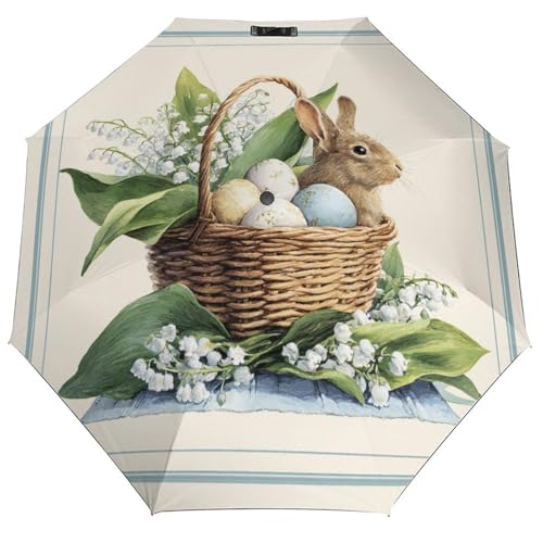Parapluie pliant pour jours de pluie avec décors de Pâques et fleurs colorées