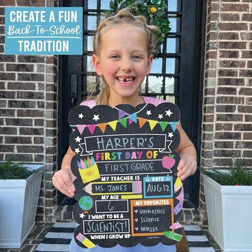 My First Day of School Sign with Marker -11"x14" Double-sided & Reusable Back to School Sign Board and Photo Prop for First and Last Day, Kindergarten PreK Preschool Chalkboard Back to School Supplies — view 3