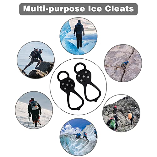 Wbcbec 2 Pairs Non Slip Gripper Spike Ice Traction Cleats Walk Traction Cleat Durable Ice Snow Grips For Shoes, Boot With 5 Steel Studs Crampons(M-Size) #TOP6