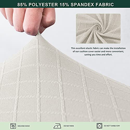 Chun Yi Stretch Diamond Lattice Couch Cushion Cover Suitable For Armchair Loveseat Sofa, Cushion Seat Slipcover With Spandex Rhombus Jacquard Fabric(Small,Cream White) #TOP2
