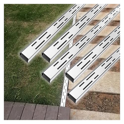 Kit di scarico per canali di vialetto con griglie in acciaio inox per calcestruzzo, giardino, piscina, patio, drenaggio