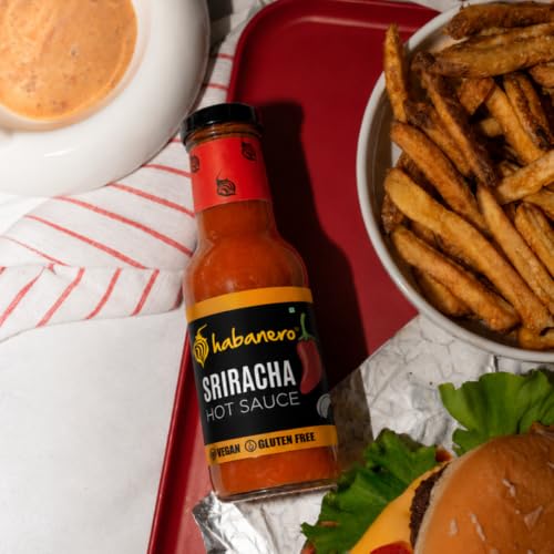 Image of Habanero Sriracha Hot Sauce | Made with Fermented Jalapenos & Garlic | Sweet, Spicy & Tangy Chilli Sauce | Vegan & Gluten Free | 185g