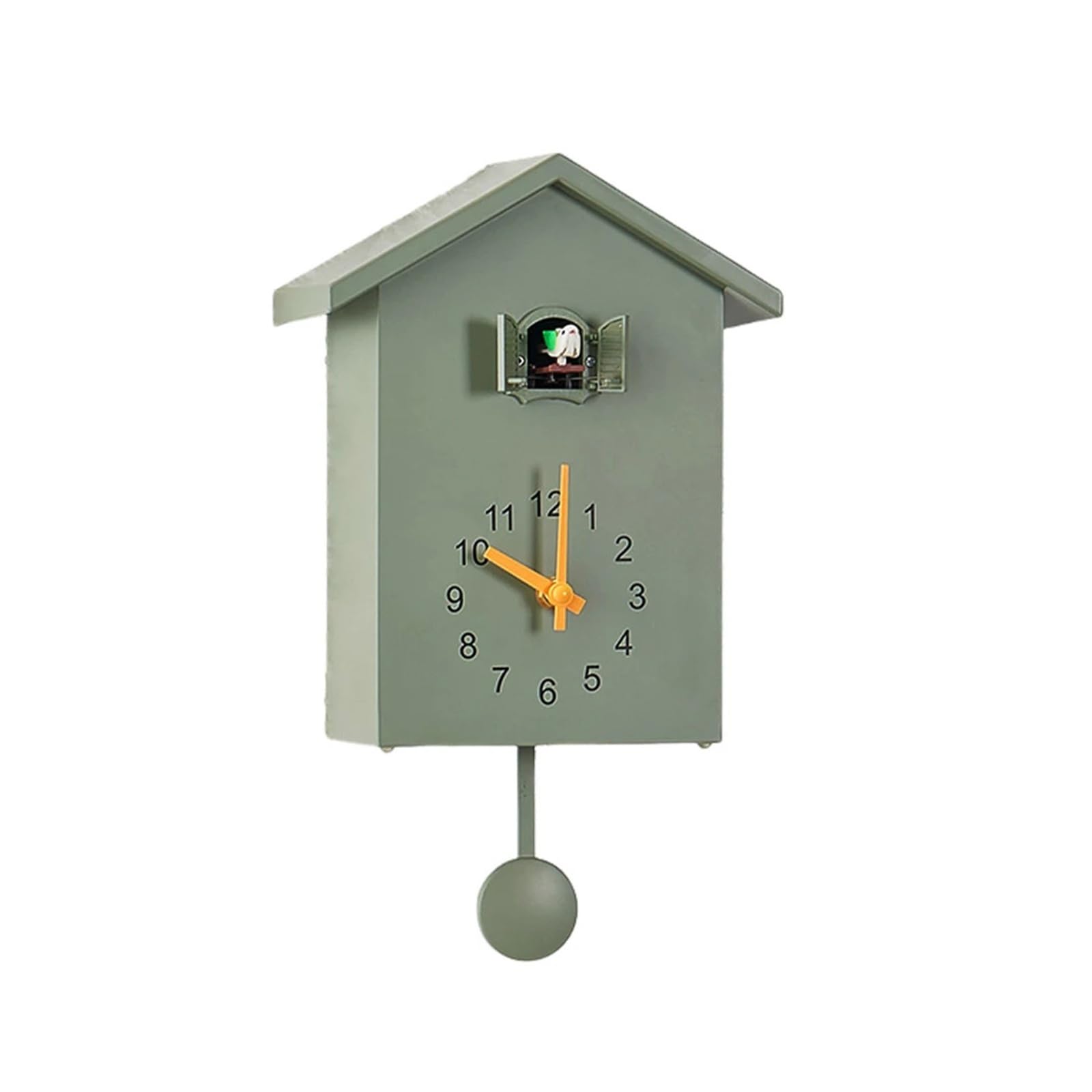 GOXQIT 1 Pcs Cuckoo Wall Clocks Hourly Chime Operated Bird House Clock For Home Living Room Decoration For Living Room(Green)