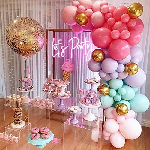 Image of Ulalaza LED Neon Sign Night Light for Wall Party Decor Bedroom Room Bar Wedding Home Birthday Art Decoration Christmas with USB Chain Light modulator 5v (lets party blue)