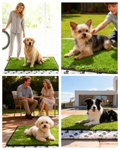 Image of Grass Pee Pads for Dogs, 38x23 inch, Reusable & Washable Dog Pee Pad for Large Pet, Replacement Puppy Training Turf Mat, Dog Potty Pad Artificial Grass, Indoor, Porch, Balcony, Patio, Travel