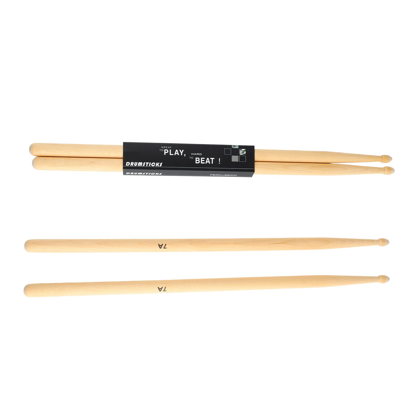 12 Pares de Baquetas de Madera de Arce 7A con Punta Ovalada, Juego de Baquetas Antideslizantes, Baquetas Americanas con Forma de Lágrima, Rendimiento Duradero, Baquetas Clásicas