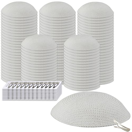 Image of Zion Judaica Quality Knit Kippahs Bulk Packs Knitted Kippot and Single Hand-Knit Kippas Kipa Clips Included