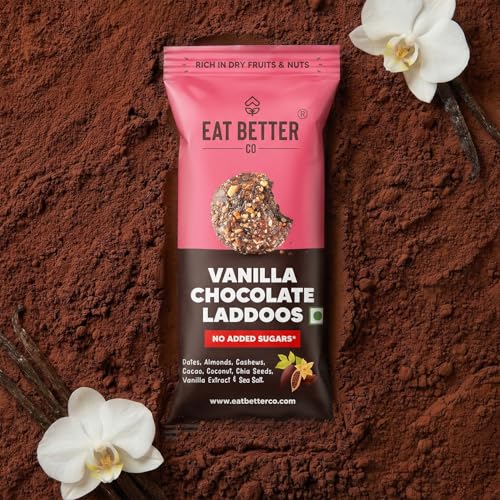 Image of Vanilla Chocolate - Sugar-Free Laddoos | High Protein & Instant Energy | 95% Dry-Fruits - Healthy Chocolate - No Added Sugar | Healthy Snacks | Energy-Bar Replacement (Pack of 4-40gm)