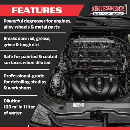 Image of Heavy Duty Degreaser for Car & Bike Engine Parts - Oil, Grease & Grime Remover, Fast-Acting Multi-Surface Cleaner (1L Concentrated)