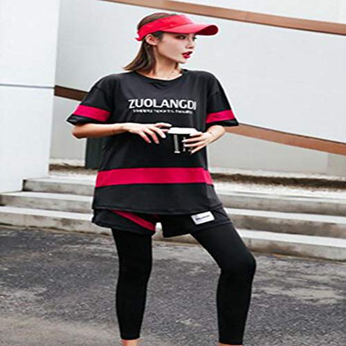 TIAN Women's yoga wear, quick-drying clothes, casual fitness sportswear, four-piece suit, comfortable and breathable, good elasticity, suitable for fitness/yoga practice,C,L