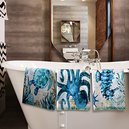 Set-of-4-Ocean-Animal-Swedish-Kitchen-Dishcloths-Reusable-Beach-Theme-Hand-Towels-Absorbent-Cleaning-Wipes-Sea-Turtle-Seashell-Starfish-Seahorse-Seaweed-Dish-Clothes-for-Kitchen-Bathroom 517orAHaq7L