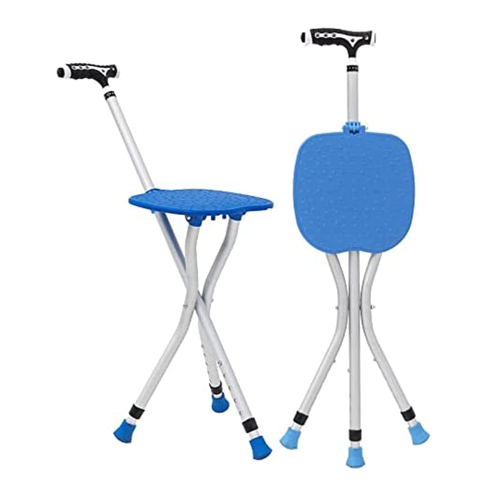 Stampelle da passeggio Sgabello pieghevole con stampella con luce per camminare Sedia con stampella treppiede leggera in lega di alluminio per adulti Donne Uomini Supporto per deambulazione leggero