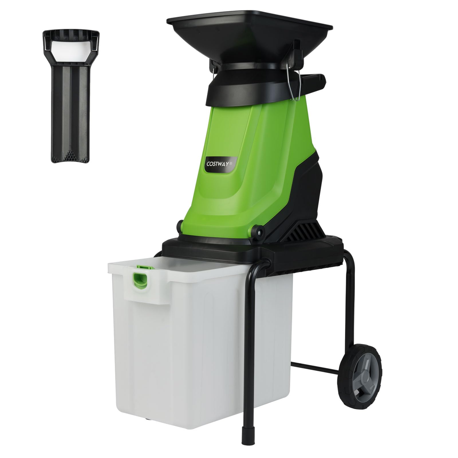 COSTWAY Trituradora de Ramas 3000W, Caja 50L, Hasta 45mm, Biotrituradora con Ruedas, Biotrituradora Electrica Jardin (verde)