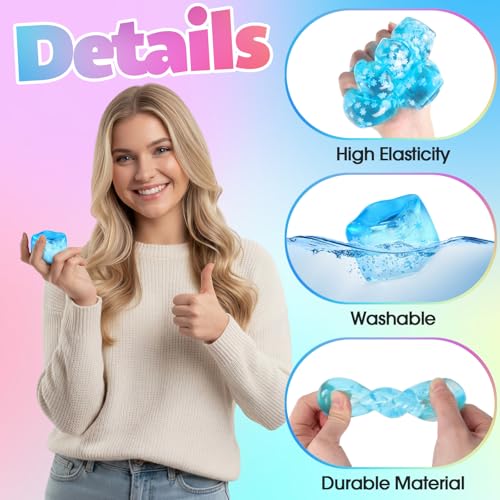 Image of Gemscream Stress Cube Bulk Slow Rising Ice Cube Stress Ball Sensory Squeeze Cubes Halloween Goodie Bag Stuffing for Adult Birthday Gift Anxiety Relief Party Favors(48 Pcs,Blue)