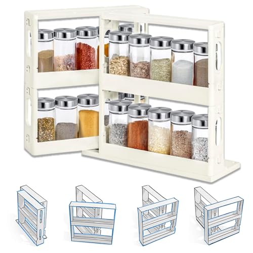 Organizador especias. Especieros para cocina (20 botes). Organizador de especias. Especiero giratorio, extensible y robusto. Ideal como organizador armario cocina, Organizador especias cocina