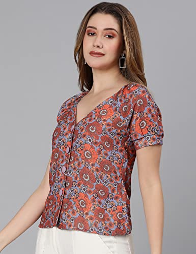 Image of oxolloxo Dreamy Colors Digital Floral Print Women top