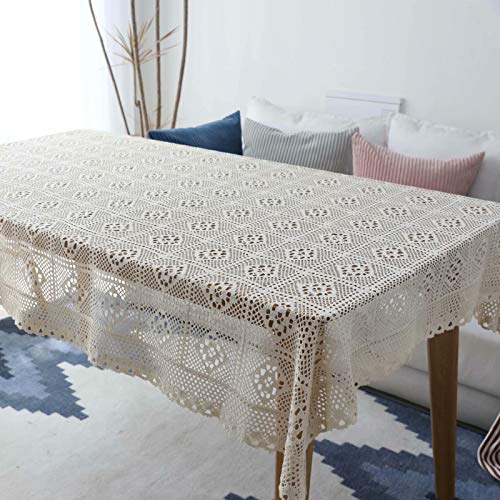 Beige Lace Handmade Vintage Diamond Tablecloth Kitchen Tablecloths For Rectangle Tables Size 39X55 For Party Banquet Dining Wedding Decorations #TOP1