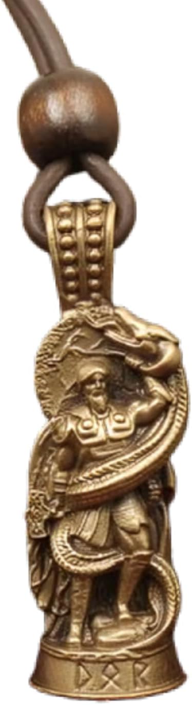 Norse Gods Pendants | Norse Mythology Viking Necklace in Solid Brass with Adjustable Leather Cord, Antique Finish Nordic Symbol Jewelry for Men & Women (6.1 cm)