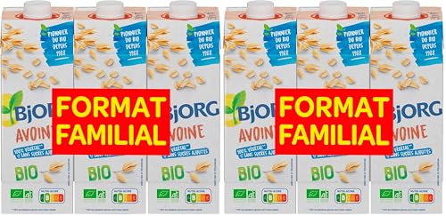 Bjorg Boisson Avoine - Sans sucres ajoutés - Boisson végétale Bio - Format Familial - 3 x 1 L (Lot de 2)