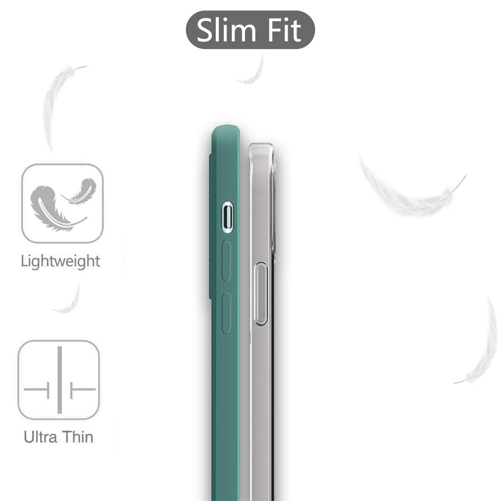 Rdyi6ba8 Cover per iPhone 12 Pro, Gel Silicone Liquido Custodia con Protezione Fotocamera e con Morbida Microfibra Fodera [Antiurto] Cover per iPhone 12 Pro - Verde