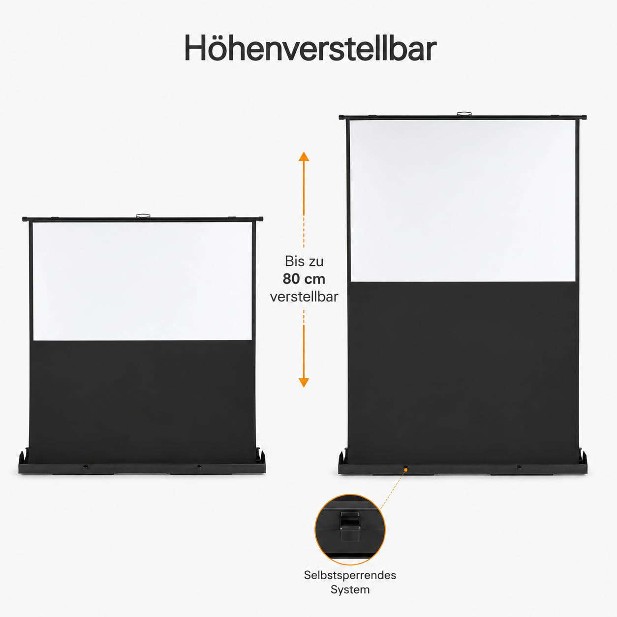 Schermo per proiettore da pavimento, autoportante, pull-up, portatile, per sale di proiezione domestica, camera da letto, sale riunioni (60", 16:9)