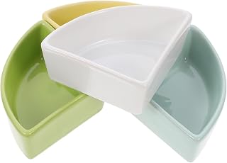 Toyvian 4piezas Cuencos De Cerámica para Alimentación De Mascotas Pequeñas Diseño Resistente para Erizos Hámsters y Cobayas Tazón Compacto Fácil De Limpiar y Duradero Colores Blanco Azul