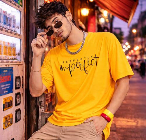 Image of London Hills Printed Cotton Blend Half Sleeve Oversized Men Round Neck Tshirts | T Shirt for Man | Tshirt | Shirts Men | Tshirt for Man | T-Shirt | Mult-Colored