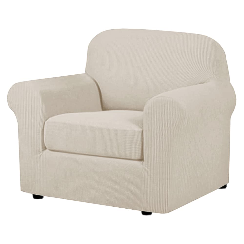 H.VERSAILTEX 2-Pieces Armchair Cover Chair Slipcovers with Arms Furniture Protector Cover Fit Armchair Width Up to 47 Inch, Jacquard Spandex Couch Covers Armchair Slipcover - Island Fossi, Chair