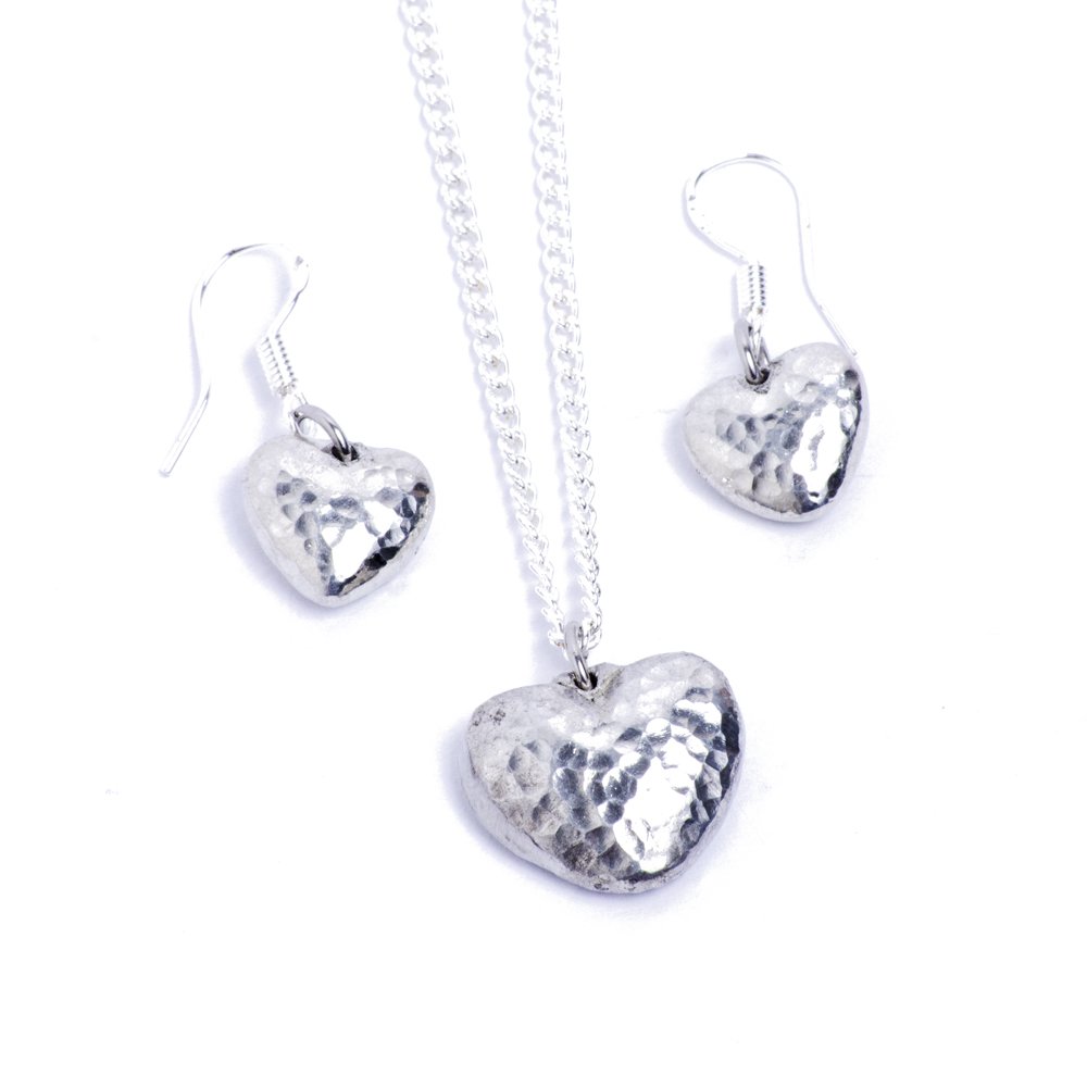 Tenth Wedding Anniversary Beaten Tin Earring Set