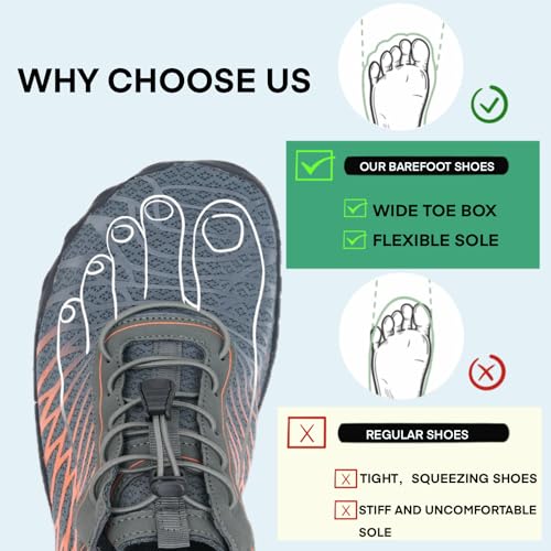 Image of Hike Barefoot Shoes for Women Men with Wide Toe Box, Healthy & Non-Slip Breathable Barefoot Water Shoes Beach Pool Aqua Swim Surf Hiking Walking Shoes
