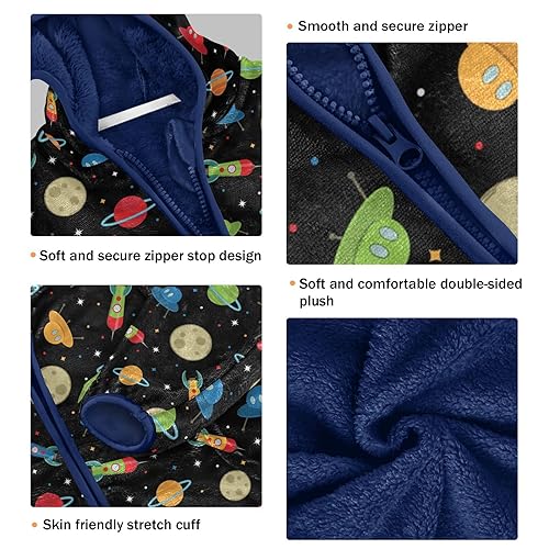 Cartoon Space Planets Boys Fleece Hoody Jacket Zip Up Coat Warm Fall Winter Plush Jacket Long Sleeve Outerwear3