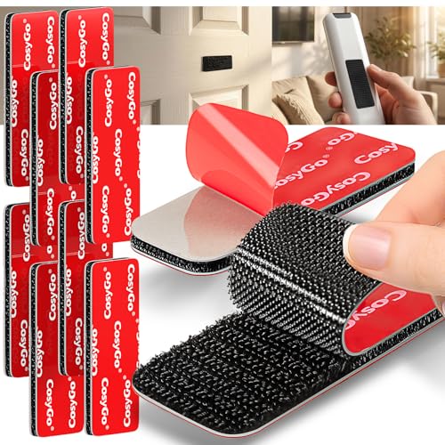 Cosygo 8 Sets Black Heavy Duty Hook and Loop Strips with Super...