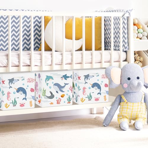 Cestas almacenaje tela Clastyle para ropa juguetes y armarios blancos de 30cm 5