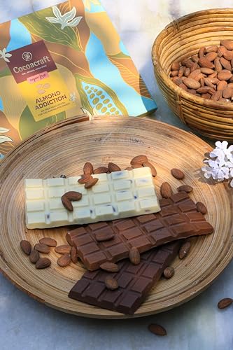 Image of Cocoacraft Almond Addiction | Sugar Free Chocolate Gift Box | Pack of 3 Milk, White & Dark Chocolates | Premium Gift Hamper for Christmas, Birthday, Wedding, Anniversary & Corporate Gifting