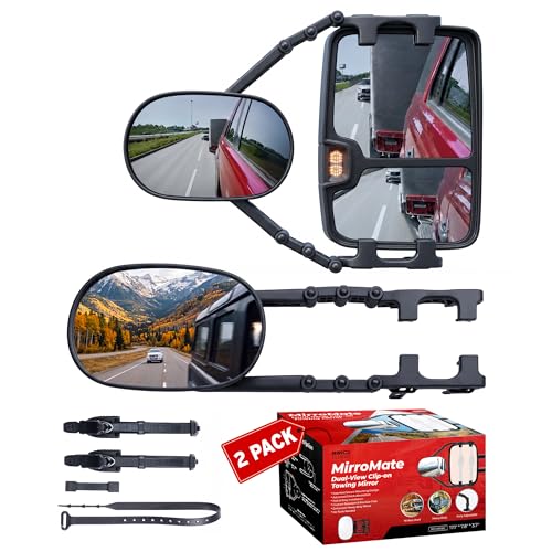 MirroGuard MirroMate Extended Towing Mirrors, Adjustable Clip-On Tow Mirror Extenders with Removable Flexible Extension Arm, Tool-Free Side Mirror Extensions for Trucks, SUVs, RVs, and Trailers