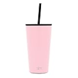 Insulated Tumbler with Lid and Straw | Iced Coffee Cup Reusable Stainless Steel Water Bottle Travel Mug | Gifts for Women Men Her Him | Classic Collection | 16oz | Blush