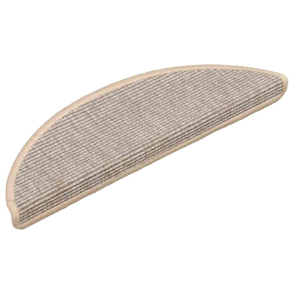 Stufenmatten 15 Stück 56x17x3 cm Silber Halbrund Treppenstufen Matten, Teppich Innen für Treppen, rutschfest Stufenmatten Treppenteppich