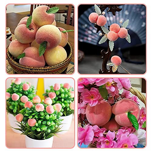 Lueyao Artificial Peach, Simulation Pink Peach Fake Fruit Mini Lifelike Peach Large Fake Peach Model Home House Kitchen Party Decoration Desk Ornament(54Pcs) #TOP2