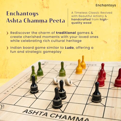 Image of Ashta Chamma Board Game | Chowka Bara,Katta Mane,Taayam,Kaangi Chaala,Kaana Dua,Traditional Indian Ludo | Travel-Friendly Game | Engaging Fun for Kids & Adults