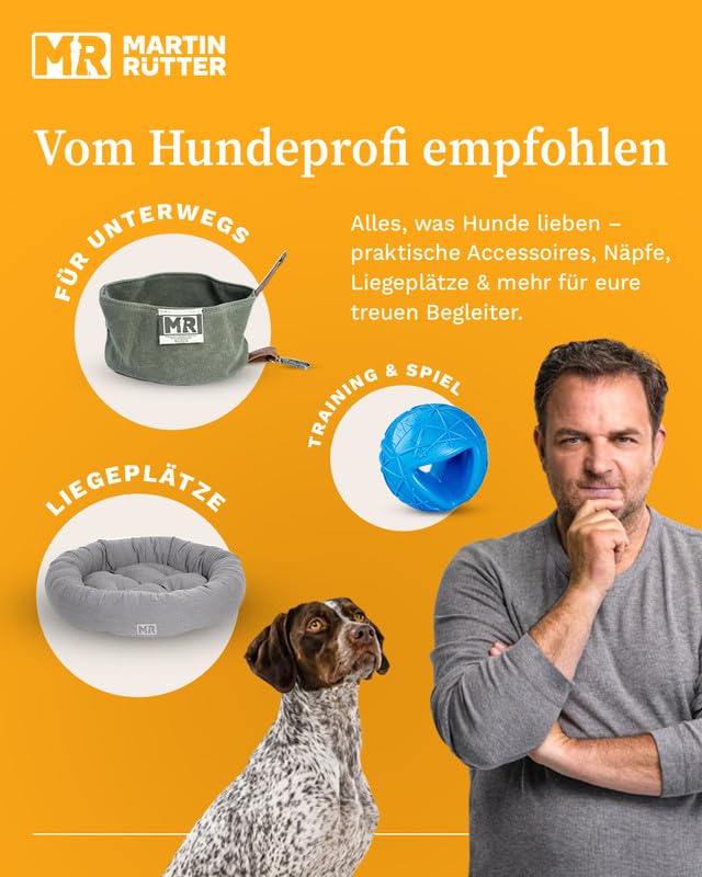 Martin Rütter Hundespielzeug Stoffknochen Khaki Größe M/L – Kuschel- & Liegekissen ohne Quietscher – Dog Toys Kuscheltier & Stofftier für Hunde & Welpen – Formstabil & waschbar