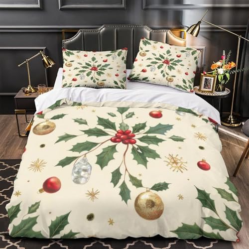 Parure de lit Noël 260x220cm avec fermeture éclair robuste en microfibre légère - 2