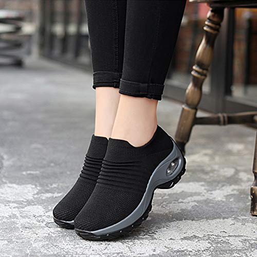 Image of Slow Man Women's Walking Shoes Sock Sneakers - Mesh Slip On Air Cushion Lady Girls Modern Jazz Dance Easy Shoes Platform Loafers