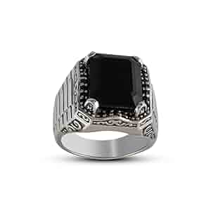 Gem O World Tiger Roar Black Onyx Stone Silver Men Ring